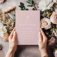 Moderne Simple Élégant Baptême rose Dusty