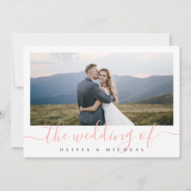 Invitation Moderne simple élégant script photo mariage invita (Devant)