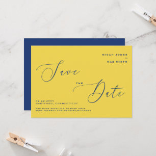 Invitation  Moderne simple Enregistrer la date Jaune & Bleu