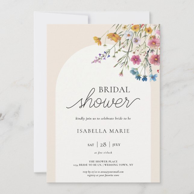 Invitation Moderne Simple Floral Douche nuptiale (Devant)