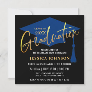 Invitation Moderne Simple Graduation Party QR code