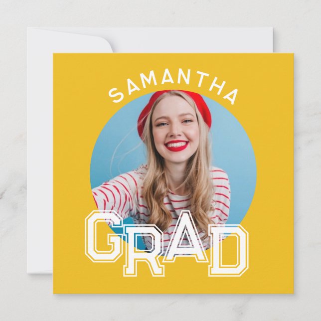 Invitation Moderne Simple High School - Photo Graduation (Devant)