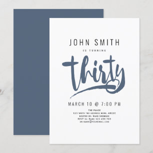 Invitation Moderne, Simple, Homme Trente fêtes Anniversaire