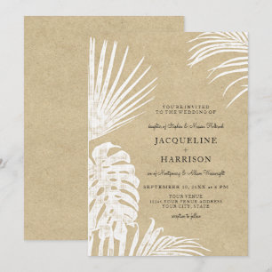 Invitation Moderne Simple Kraft Tropical Leaf Océan Côtier