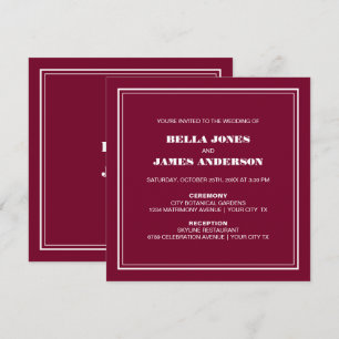 Invitation Moderne Simple Magenta Mariage blanc
