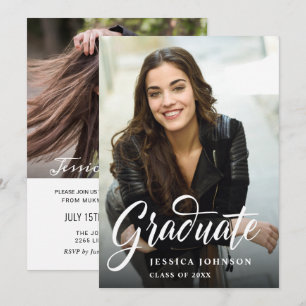 Invitation Moderne Simple Minimaliste 2 PHOTO Graduation Part