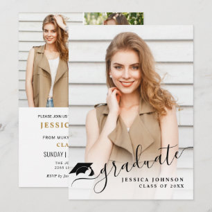 Invitation Moderne Simple Minimaliste 4 PHOTO Graduation Part