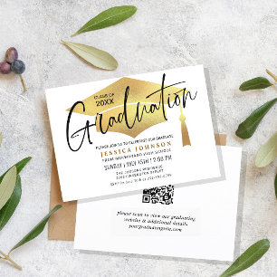 Invitation Moderne Simple Minimaliste Graduation Party QR cod