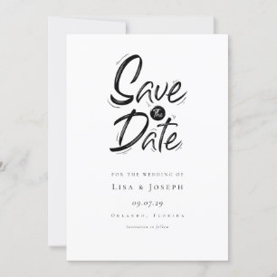 Invitation Moderne simple noir et blanc Enregistrer la date