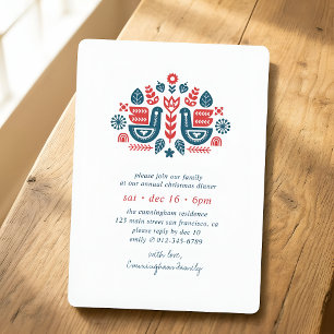 Invitation Moderne Simple Nordic Folk Art Christmas Dinner In