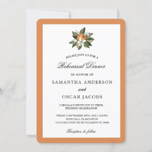 Invitation Moderne simple orange et feuille verte 