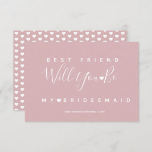 Invitation Moderne simple rose et coeur Bridesmaid RSVP