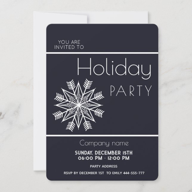 Invitation Moderne simple snowflic entreprise Fête de vacance (Devant)