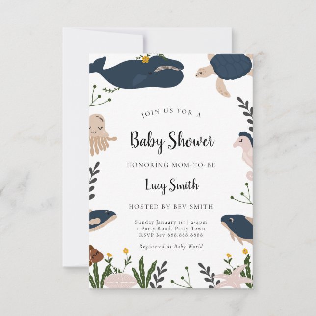 Invitation Moderne Sous L'Invitation Du Baby shower De Mer (Devant)