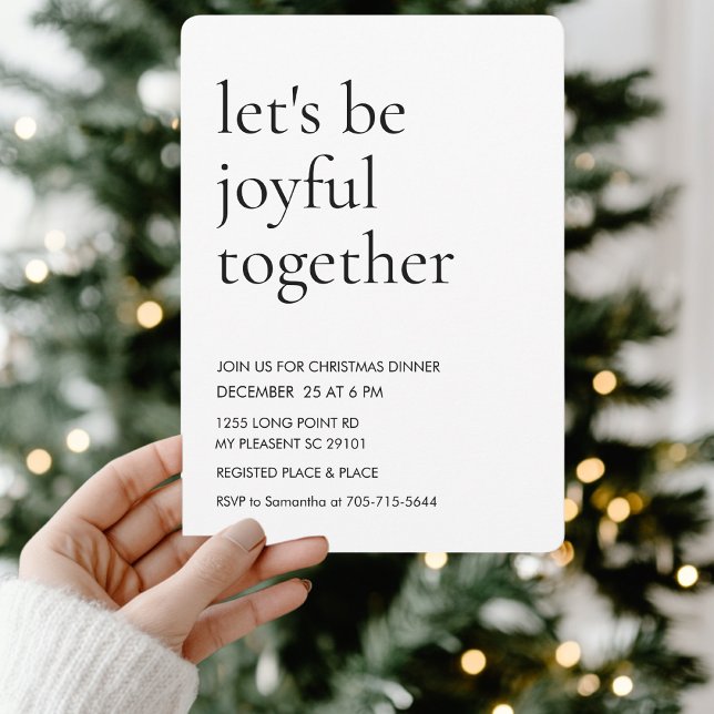 Invitation Moderne Soyons Joyeux Ensemble Dîner de Noël (Créateur téléchargé)