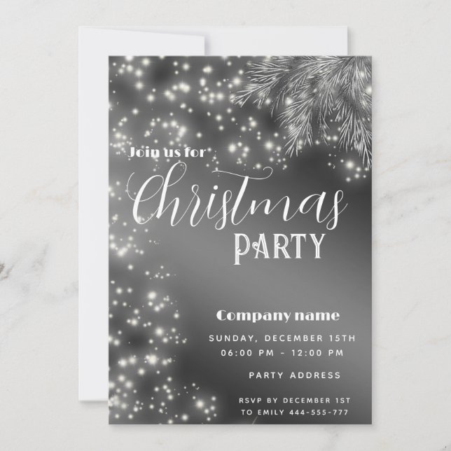 Invitation Moderne Sparkle pin branche entreprise Noël (Devant)