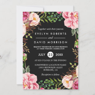 Invitation Moderne Stylish Printemps mariage Floral Wreath