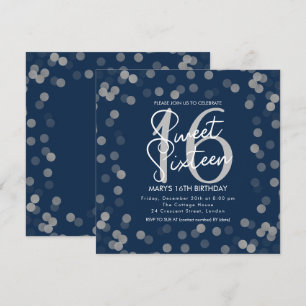 Invitation MODERNE Sweet 16 Anniversaire Silver Chic Parties