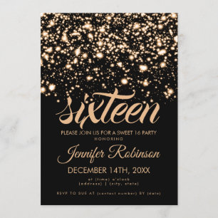 Invitation Moderne Sweet 16 Gold Midnight Glam