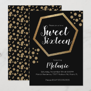 Invitation Moderne Sweet 16 Parties scintillant Faux Gold Bar