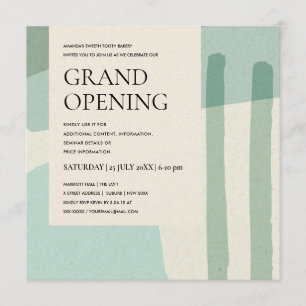 INVITATION MODERNE TENDANCE ART ABSTRAIT AQUA BLEU GRAND OUVE
