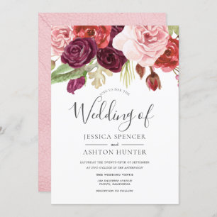 Invitation Moderne tendance Printemps Automne Floral Mariage 