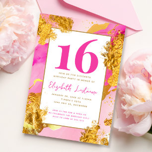 Invitation Moderne tendance rose or doux 16 Anniversaire