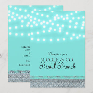 Invitation Moderne tendance Turquoise Blue String Lights & Bl