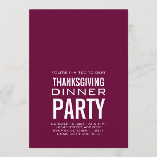 INVITATION MODERNE THANKSGIVING DÎNER VIN D'INVITATION
