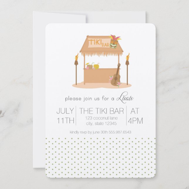 Invitation moderne Tiki Bar Luau (Devant)