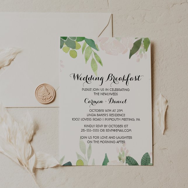 Invitation Moderne Tropical Floral Mariage Petit déjeuner (Créateur téléchargé)