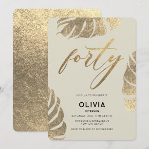 Invitation Moderne Tropical Gold Elegant Foliage 40e annivers