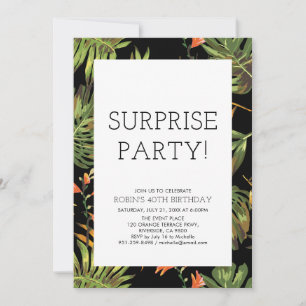 Invitation Moderne Tropical Surprise Adulte 40e Anniversaire
