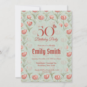 Invitation Moderne Tulipe Luxe Anniversaire Extérieur