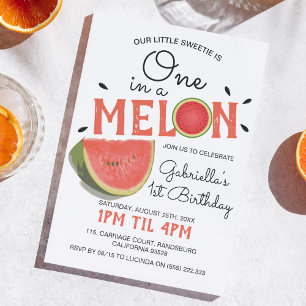 Invitation Moderne Un dans un Melon Anniversaire des Enfant