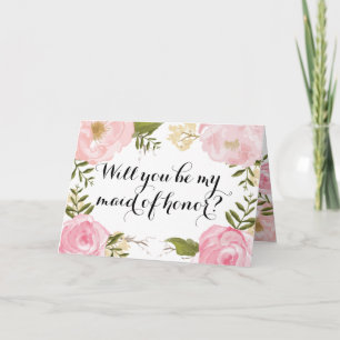 Invitation Moderne Vintage rose floral serveuse d'honneur dem