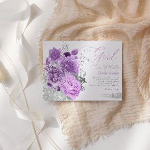 Invitation Moderne Violet Son Baby shower Floral De Fille Boh
