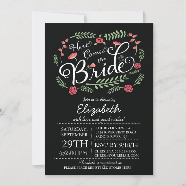Invitation Moderne Voici La Florale De Mariée (Devant)