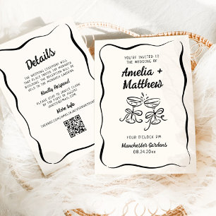 Invitation Moderne & Whimsical Main Tirée Mariage + Détails