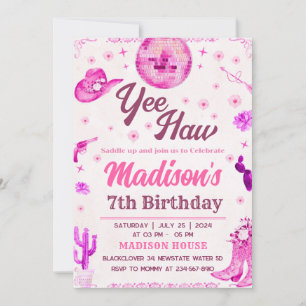 Invitation modifiable à la fête Disco Cowgirl