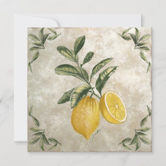 Invitation modifiable Citrons Rustique Vintage (Devant)