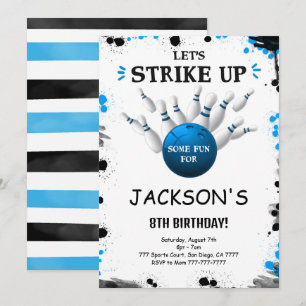 Invitation modifiable de bowling bleue