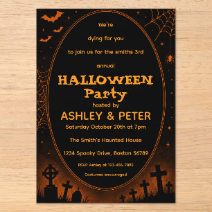 Invitation modifiable de fête d'Halloween noire et
