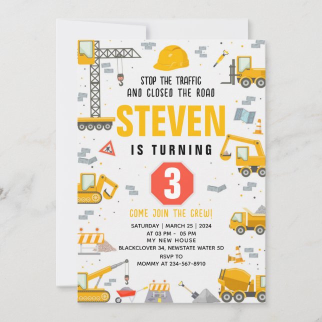 Invitation modifiable de la fête d'anniversaire de (Devant)