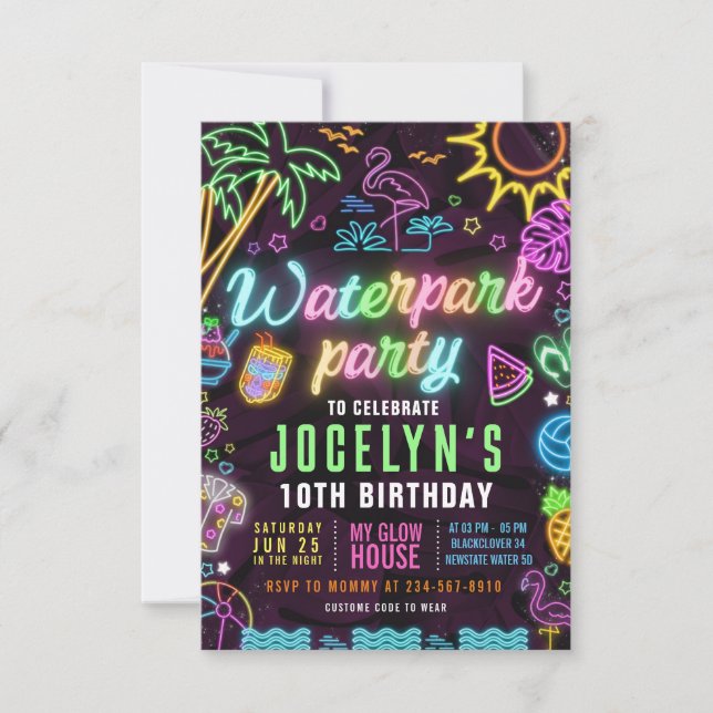 Invitation modifiable de la fête de lueur du parc  (Devant)