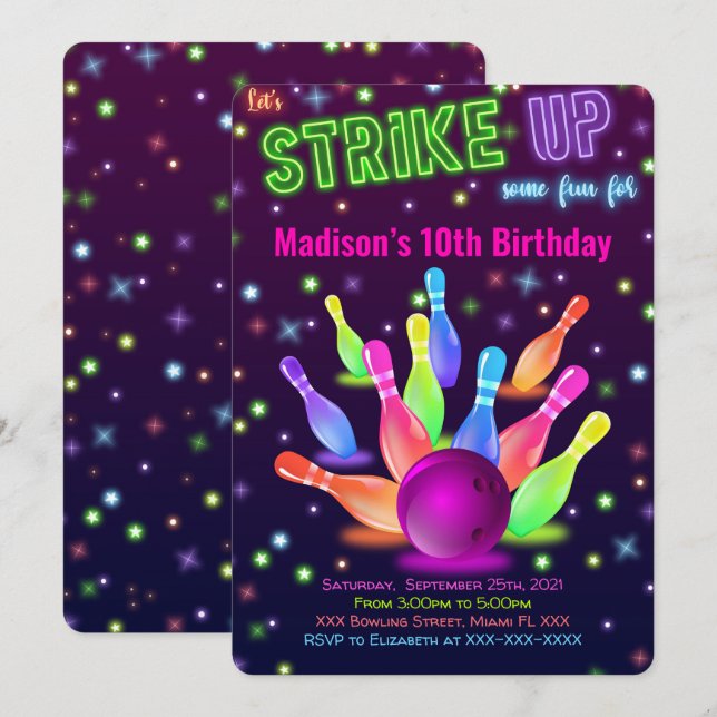 Invitation modifiable de quille (Devant / Derrière)