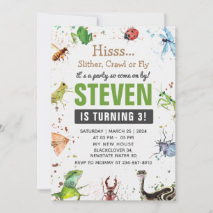 Invitation modifiable de reptile et d'insecte
