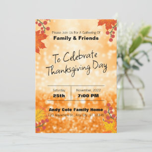 Invitation modifiable de Thanksgiving Fleur Élégan