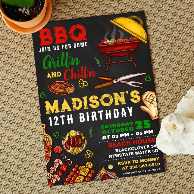 Invitation modifiable pour fête de grillade et dét (BBQ)