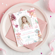Invitation modifiable pour fille avec quatre sirèn